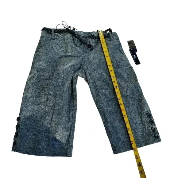 NWT BCX Shorts with Belt and Button Detail on Legs Linen and Cotton Blend Grey 3 - Picture 4 of 14